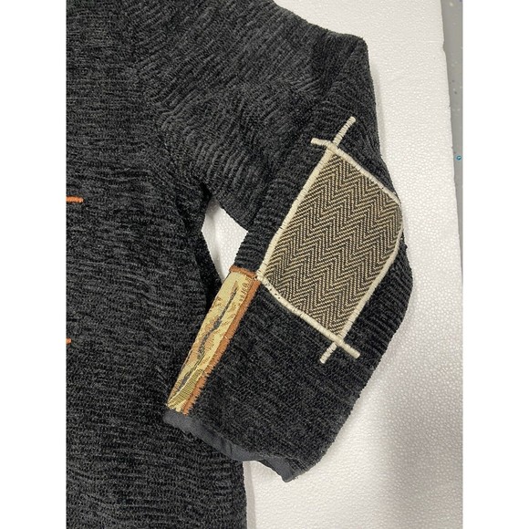 Vintage Alex Kim Embroidered Jacket Blazer Style Black Patches Women's Large - Picture 6 of 7